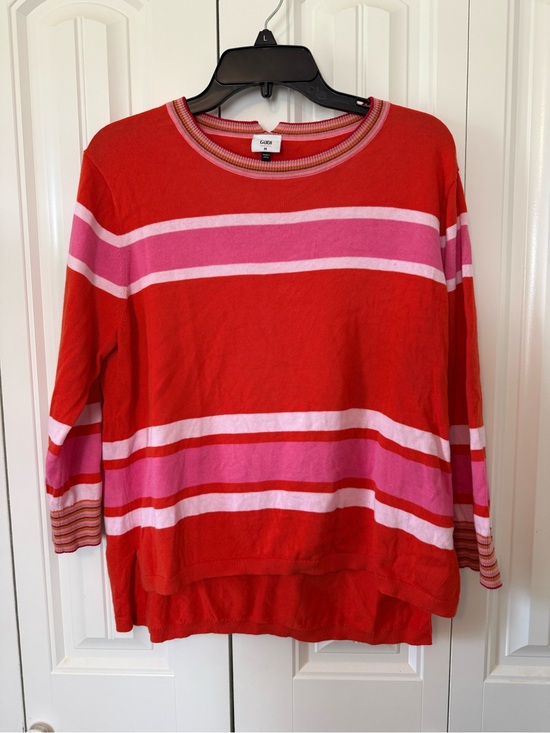 CAbi Sweaters - CAbi Red and Pink Striped Crewneck Sweater